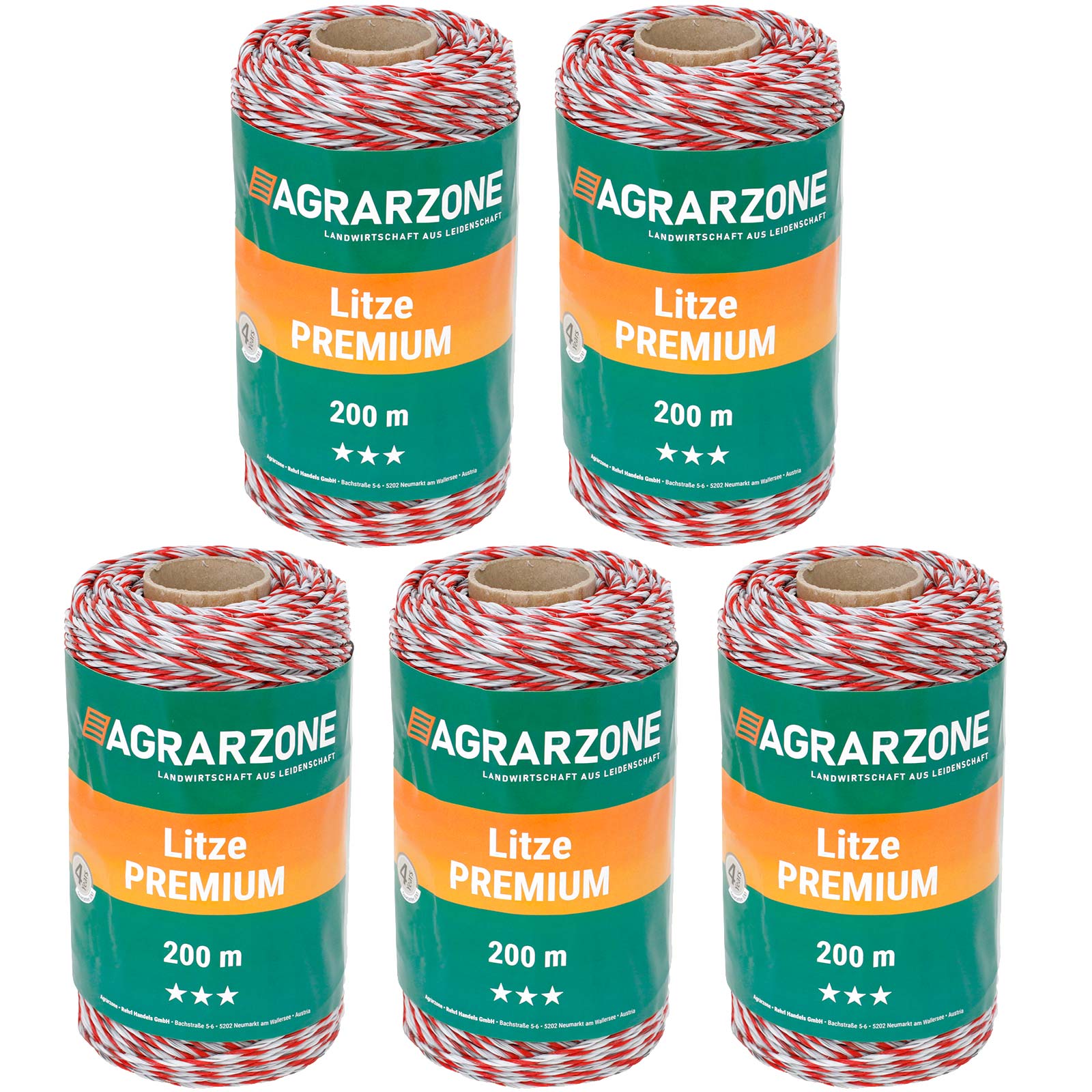 Agrarzone Weidezaunlitze Premium 6x0.30 TriCOND, weiß-rot 1000 m