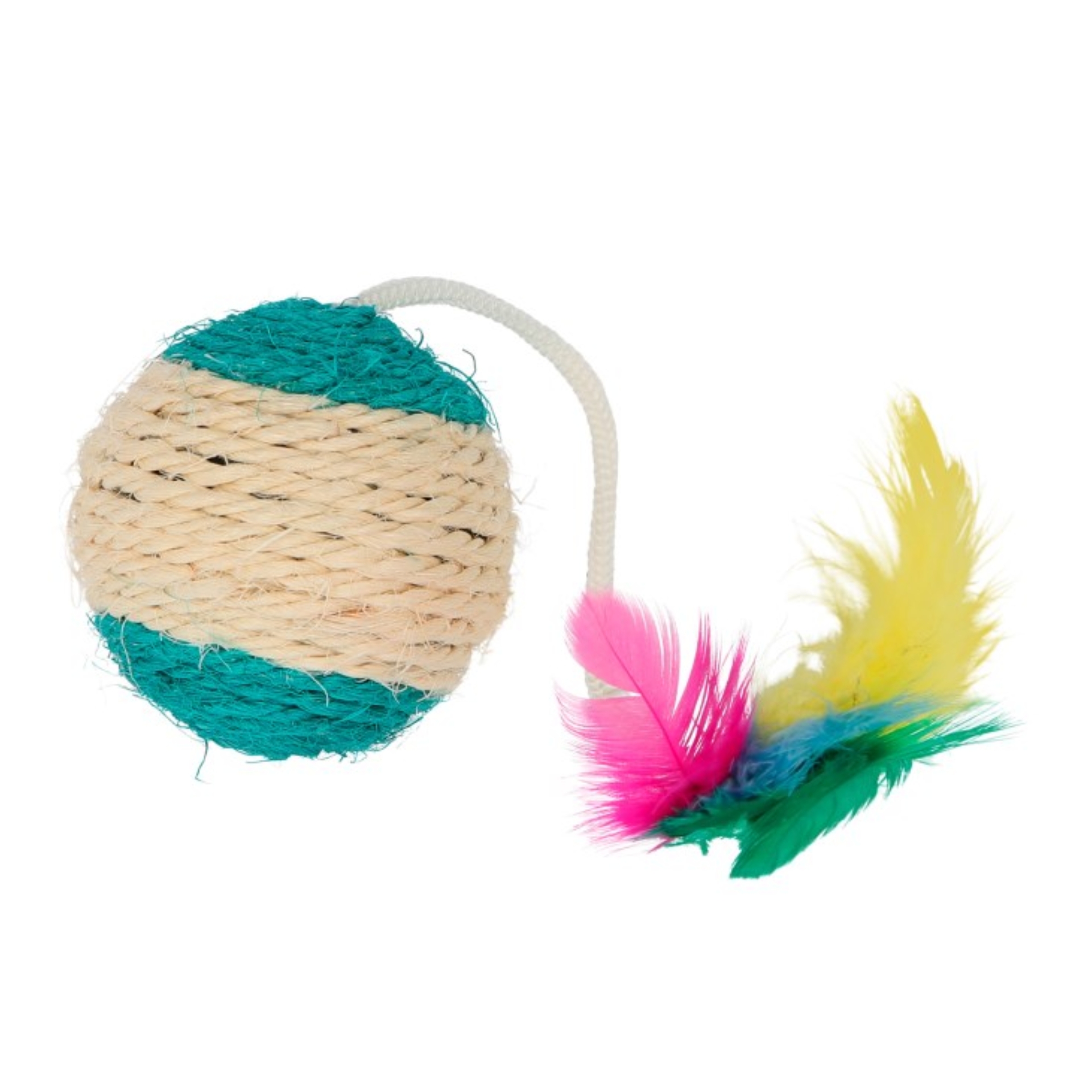 Kerbl Sisal Spielball mit Feder und Rassel 6 cm