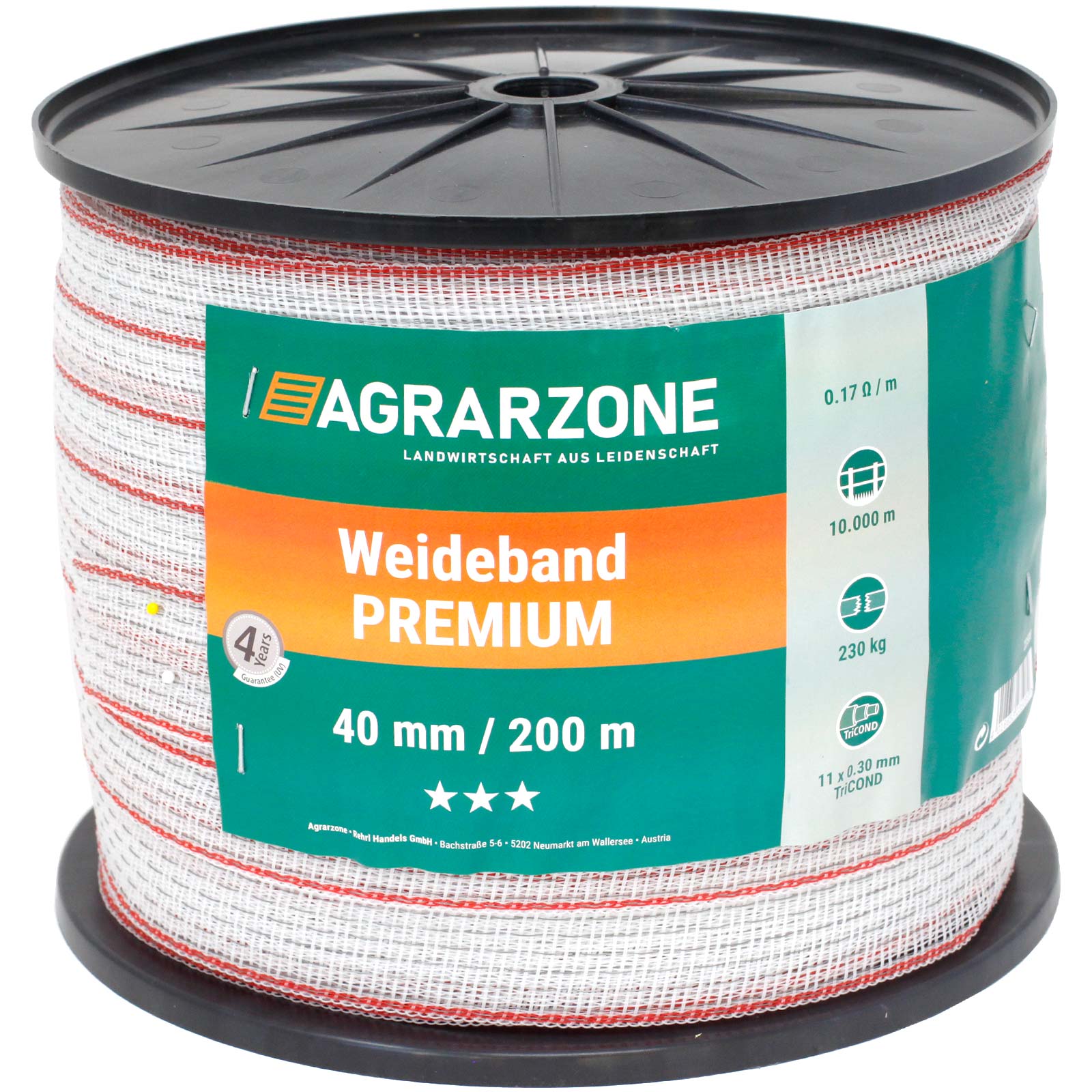 Agrarzone Weidezaunband Premium 0.30 TriCOND, weiß-rot
