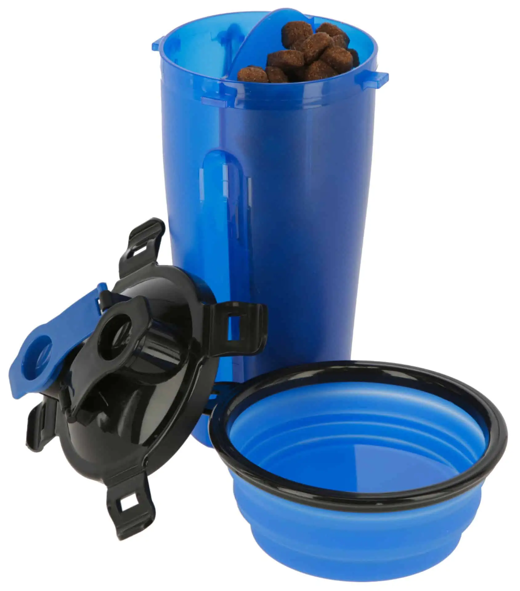 Futter- und Wasserbehälter 2x350 ml inkl. Reisenapf blau