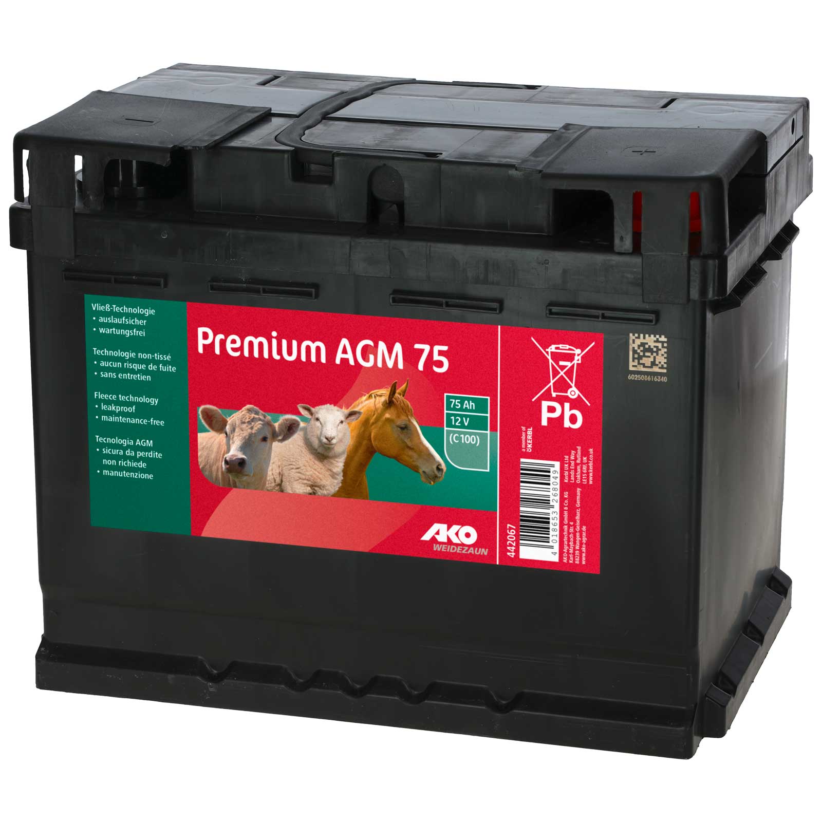AGM Premium Akku Weidezaunbatterie 12 V 75 Ah