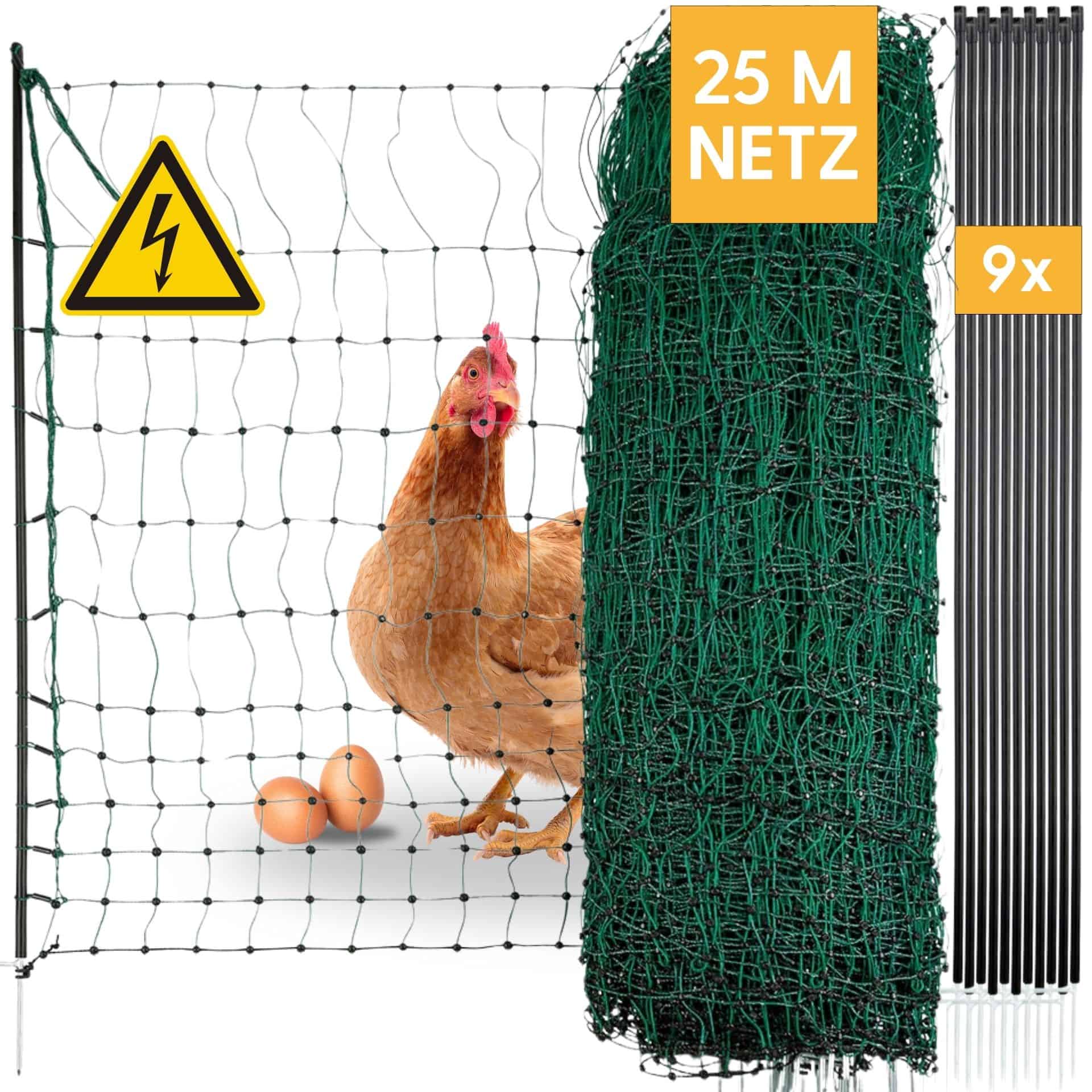 Agrarzone Geflügelnetz Classic mit Strom, Doppelspitze, grün 25 m x 112 cm Agrarzone Geflügelnetz Classic mit Strom, Doppelspitze, grün 25 m x 112 cm