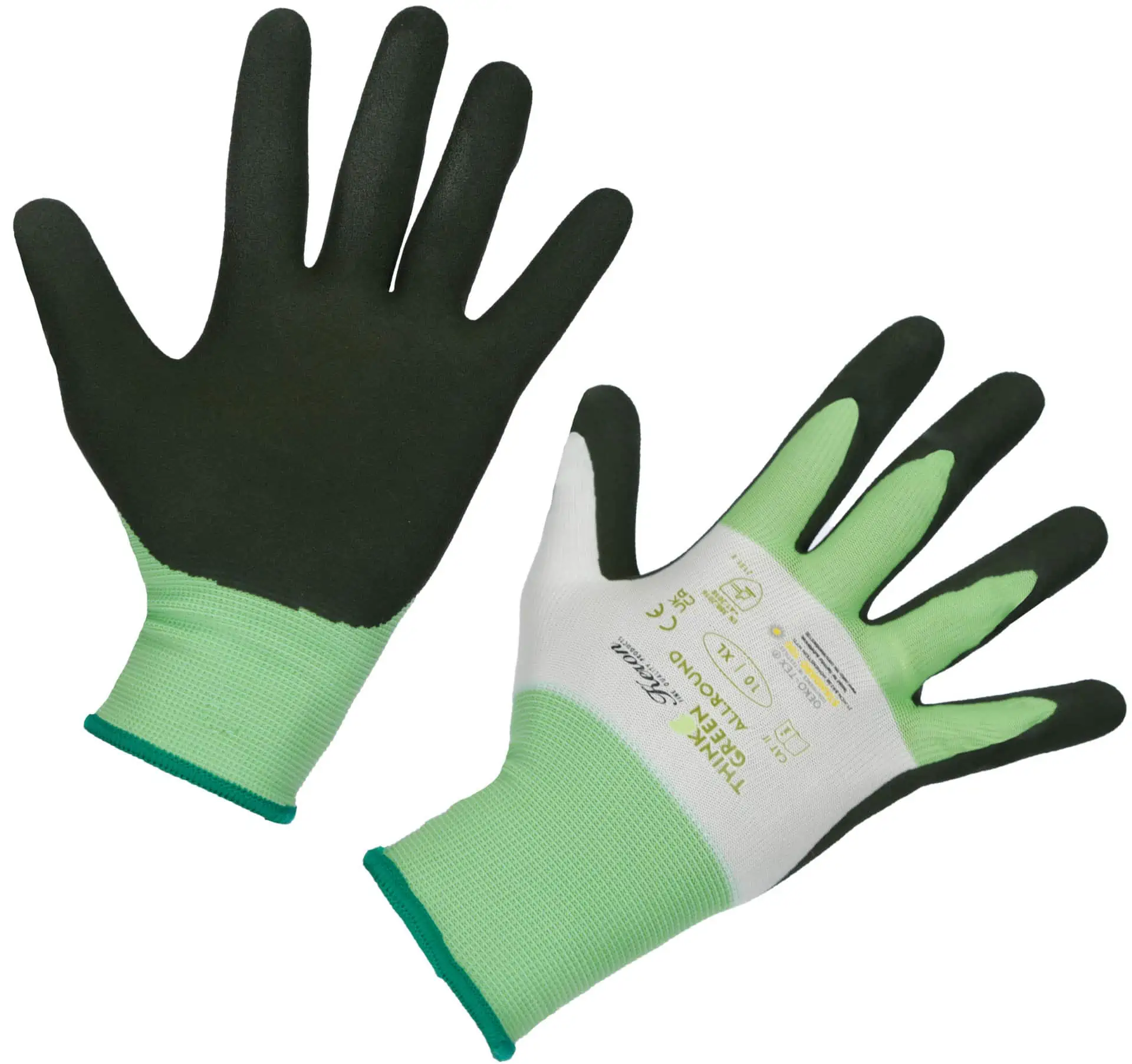 Handschuh ThinkGreen Allround grün-weiß Latexschaum Gr11/XXL