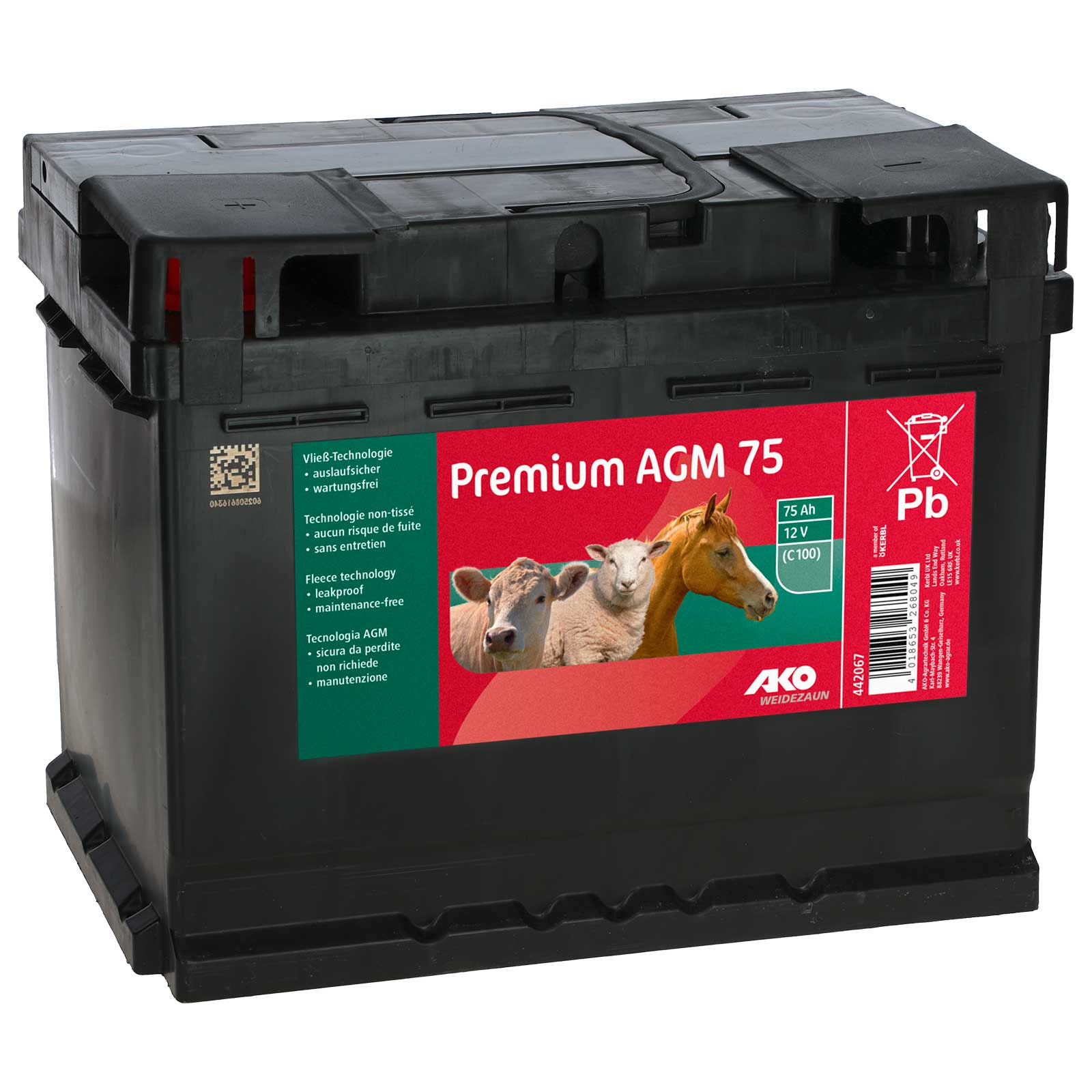 AGM Premium Akku Weidezaunbatterie 12 V 75 Ah
