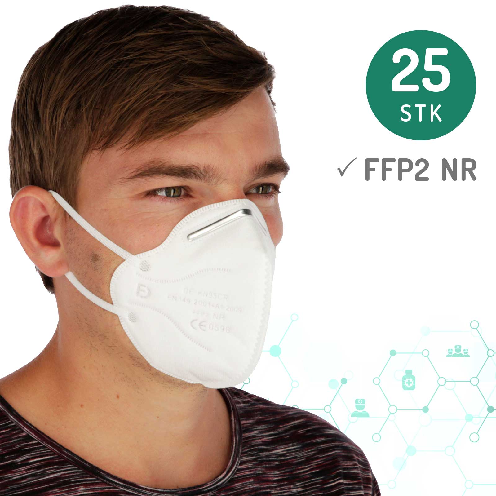 25x Maske FFP2 NR ohne Ventil