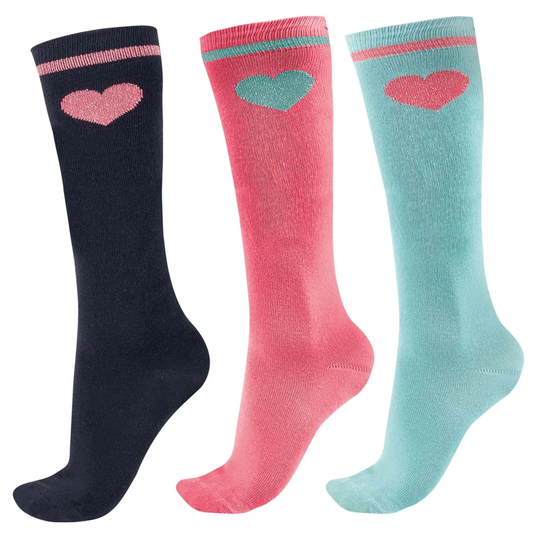 ELT Reitsocken Glitter, Kids, rosarot/mint/nachtblau (27-30)