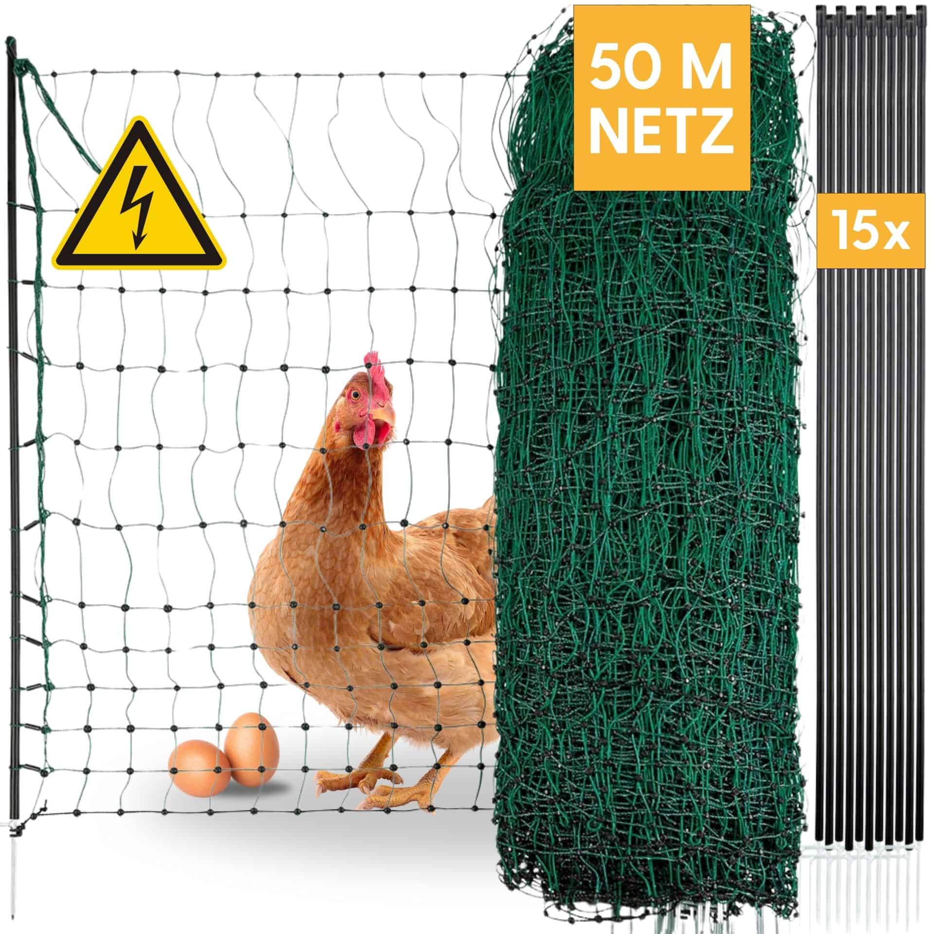Agrarzone Geflügelnetz Classic mit Strom, Doppelspitze, grün 50 m x 106 cm Agrarzone Geflügelnetz Classic mit Strom, Doppelspitze, grün 50 m x 106 cm