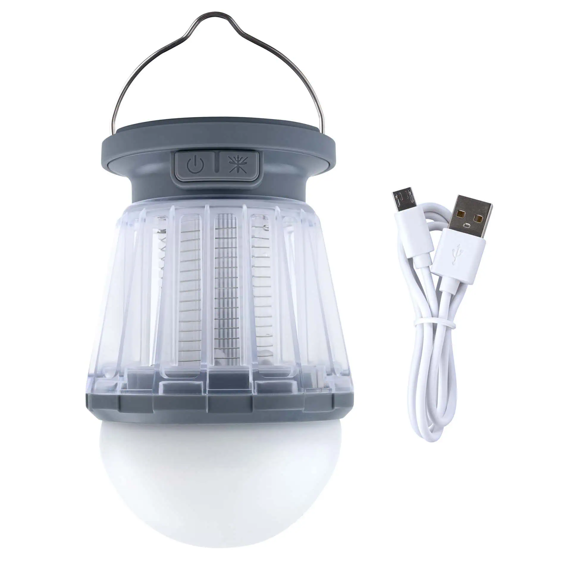 LED Solar Campinglampe Anti-Moskito hellgrau