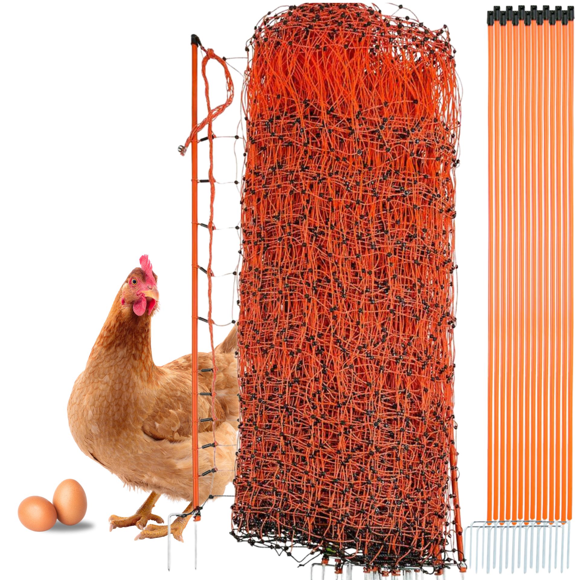 Agrarzone Geflügelnetz Classic mit Strom, Doppelspitze, orange 50 m x 106 cm Agrarzone Geflügelnetz Classic mit Strom, Doppelspitze, orange 50 m x 106 cm