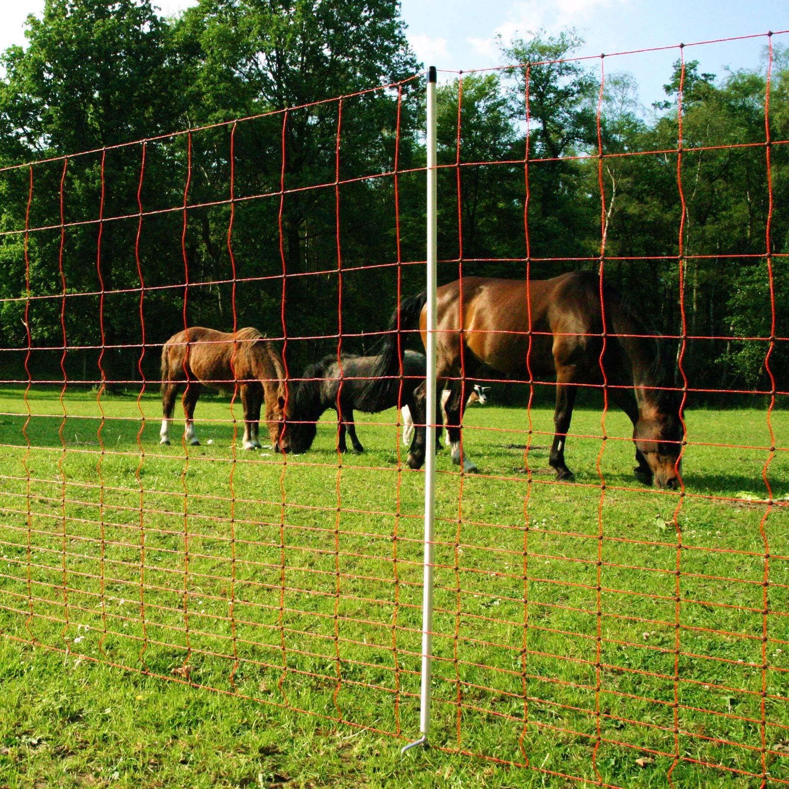 Euro-Mustang-Netz Weidenetz mit Strom, Doppelspitze, orange, 50 m x 145 cm